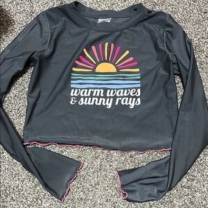 art class Black Swim Coverup with Vibrant Sun Design